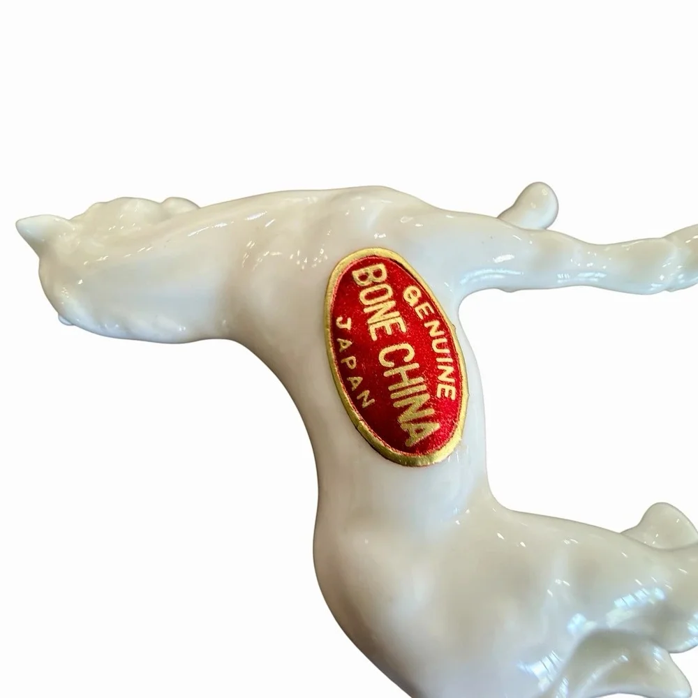 Vintage Miniature White Horse Figurine Genuine Bone China Japan Mid Century 1.5
